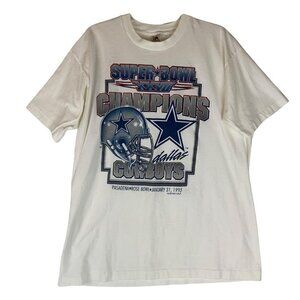 Dallas Cowboys Superbowl XXVII Champions 1993 T Shirt Sz XL White Single Stitch